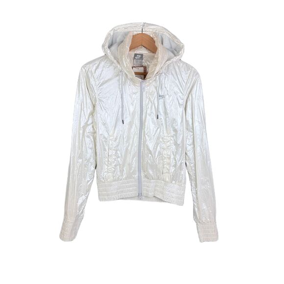 NWT Nike Women’s Windrunner Jacket Small White Pearl Iridescent Gray Tag - Picture 1 of 5